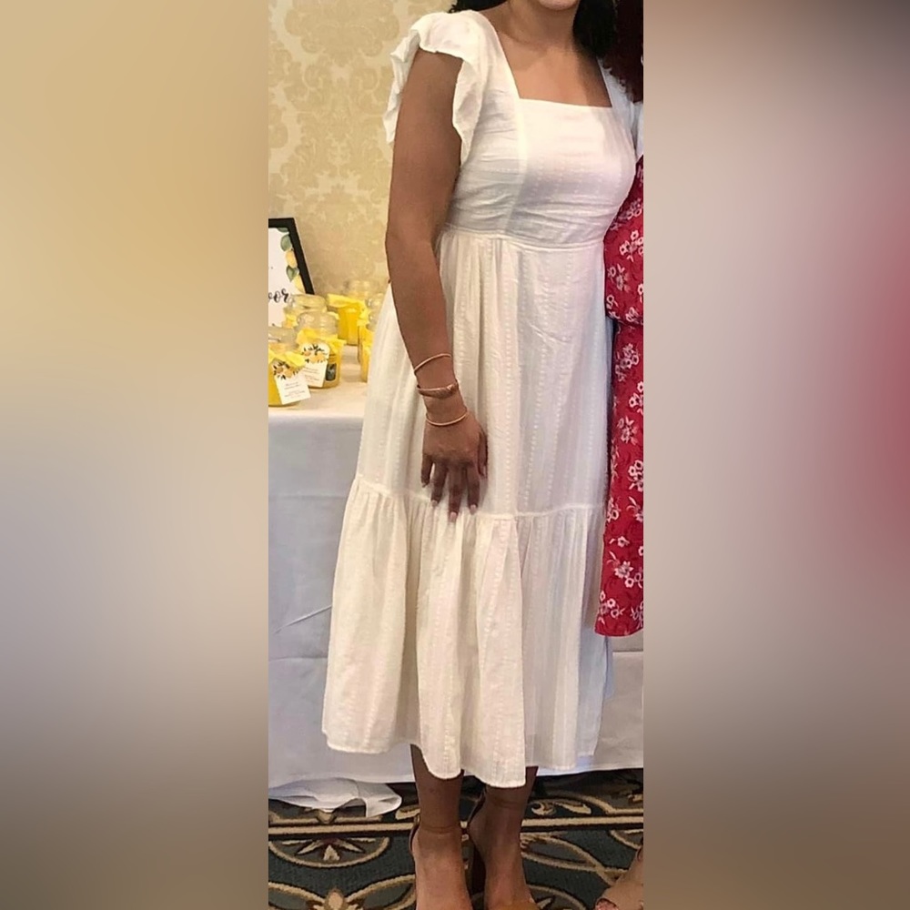 Madewell Ruffle-Strap Tiered Midi Dress—MEDIUM